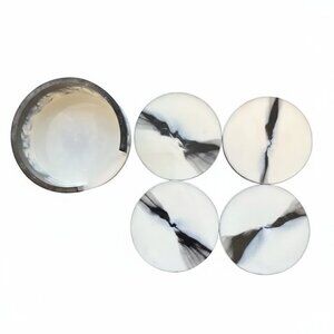 Handcrafted Custom Black and White and Silver Epoxy Resin Coasters